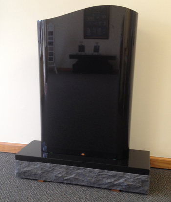Polished black headstone